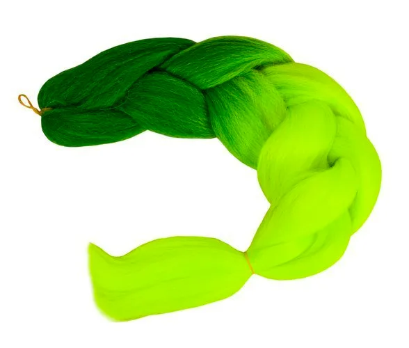 WŁOSY SYNTETYCZNE OMBRE ZIELEŃ WARKOCZYKI - obrazek 2