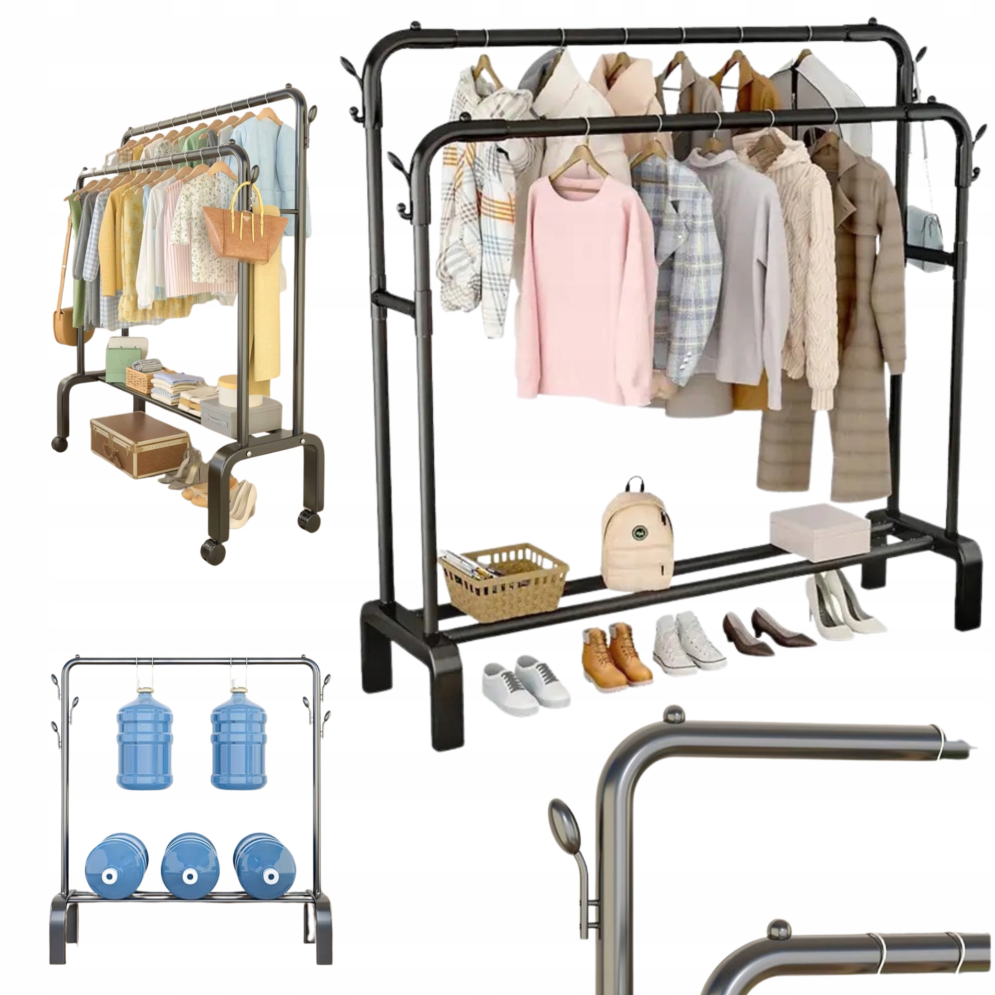 STABILNY MOCNY WIESZAK NA UBRANIA STOJAK DUŻY