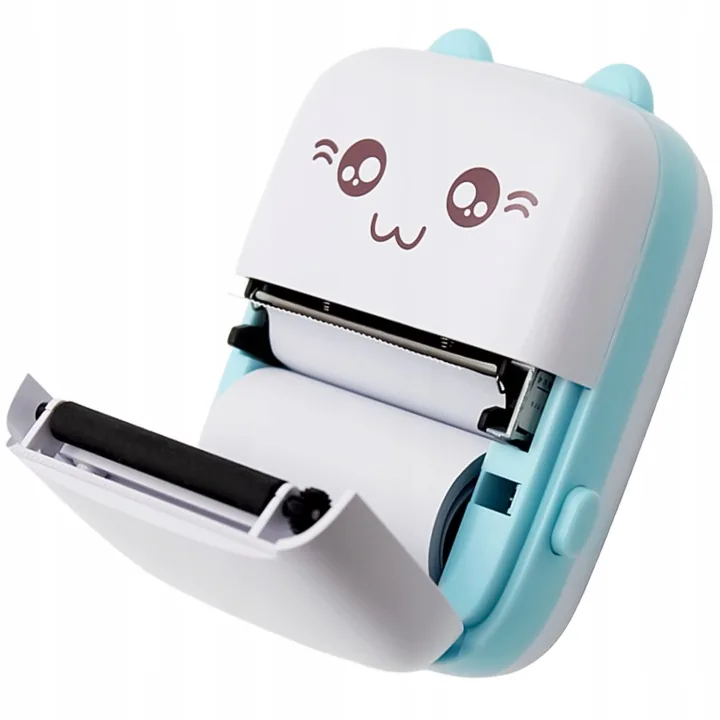 MINI DRUKARKA TERMICZNA DRUKUŚ BLUETOOTH 200 DPI NIEBIESKA 11 ROLEK