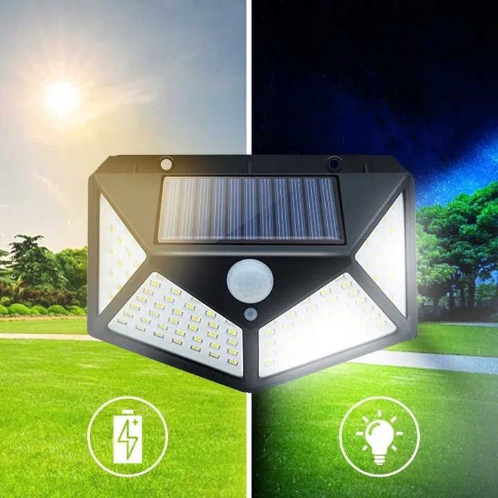 LAMPA SOLARNA 100 LED Z CZUJNIKIEM RUCHU I ZMIERZCHU ZEWNĘTRZNA OGRODOWA WODOODPORNA