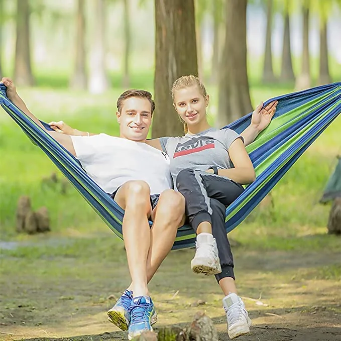 HAMAK OGRODOWY XXL DWUOSOBOWY 260x160 CM Z POPRZECZKĄ MOCNY NIEBIESKO-ZIELONY