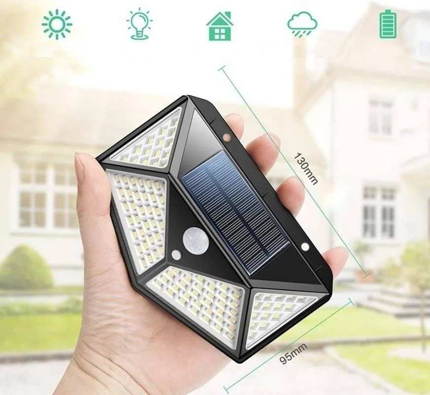 LAMPA SOLARNA 100 LED Z CZUJNIKIEM RUCHU I ZMIERZCHU ZEWNĘTRZNA OGRODOWA WODOODPORNA