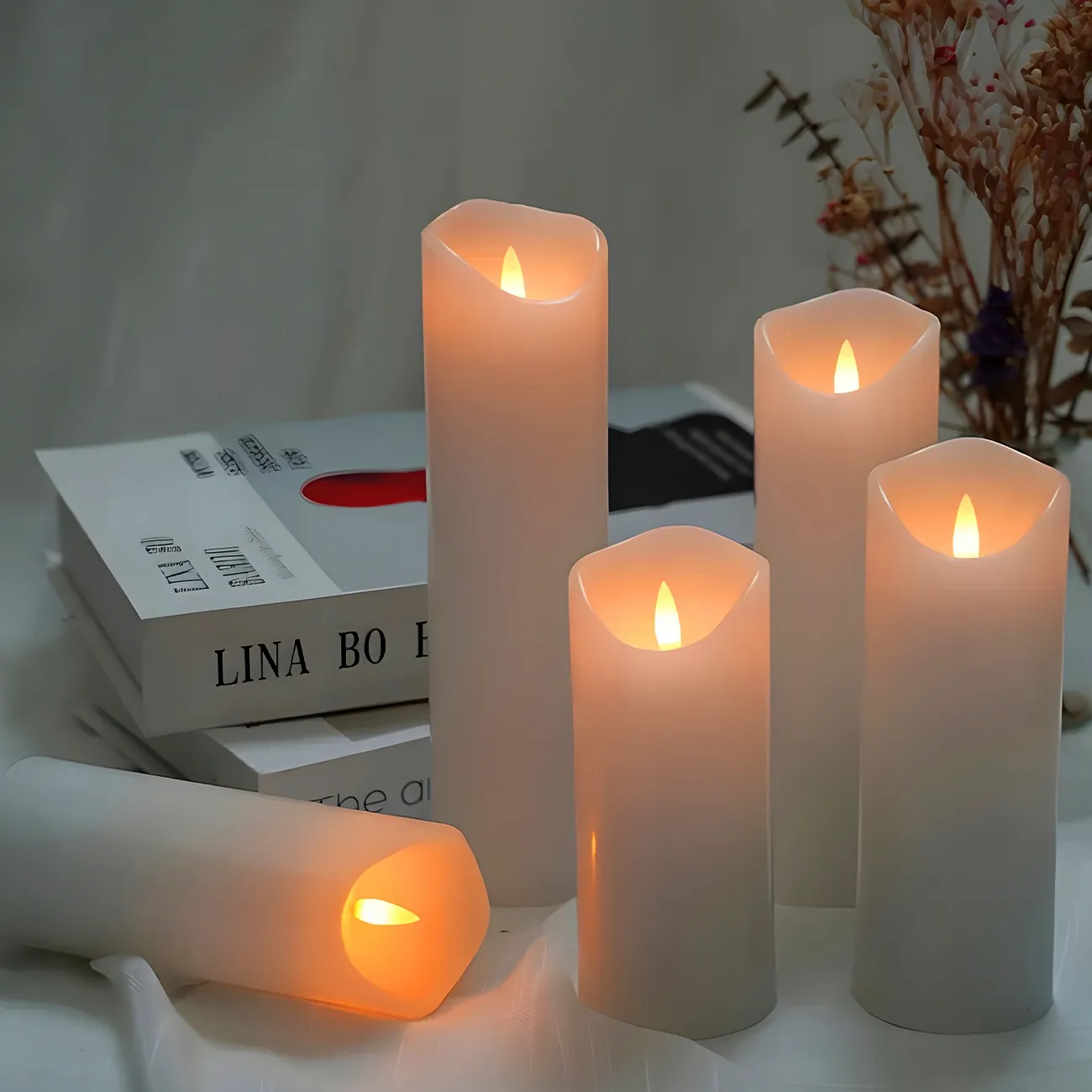 ZESTAW 4 SZTUKI ŚWIECZKA LED 12,5CM NA BATERIE ELEKTRYCZNE WKŁADY ŚWIECZKI DO ZNICZY EFEKT ŻYWEGO PŁOMIENIA