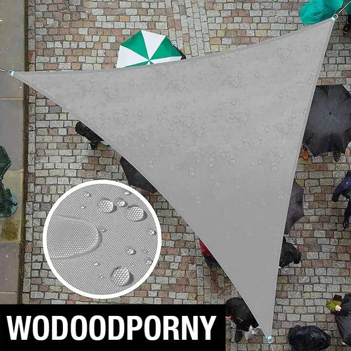ŻAGIEL PRZECIWSŁONECZNY OGRODOWY SZARY WODOODPORNY TRÓJKĄTNY OSŁONA TARAS BALKON UV