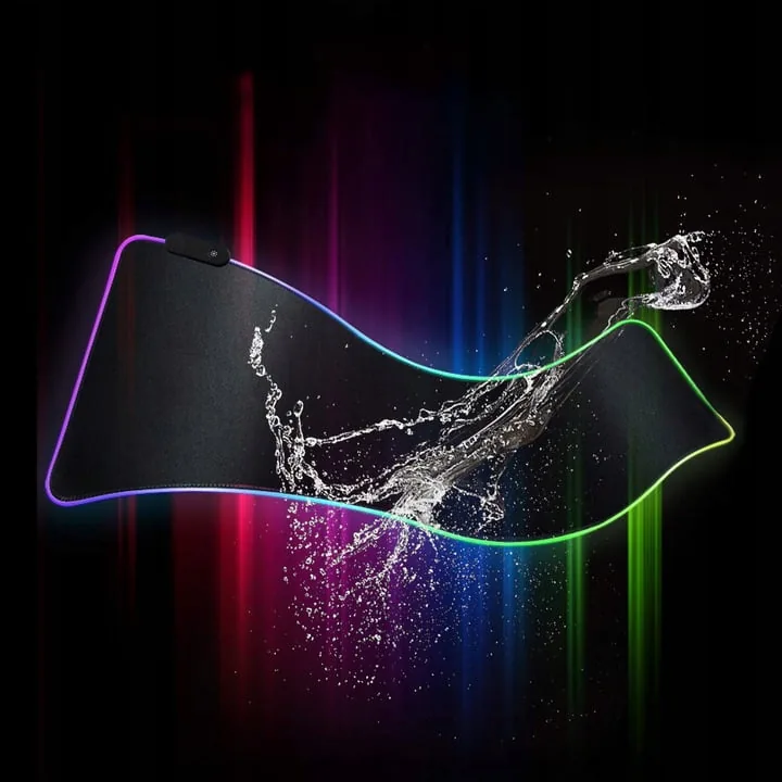 DUŻA PODŚWIETLANA PODKŁADKA GAMINGOWA RGB XXL 80X30 CM CZARNA USB 14 TRYBÓW LED POD MYSZ I KLAWIATURĘ DLA GRACZY