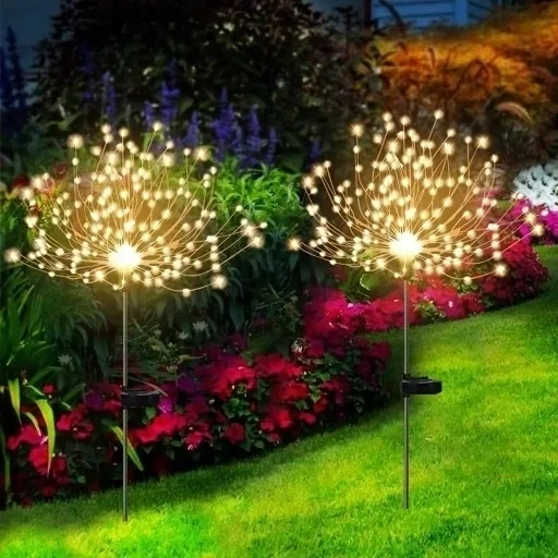 ZESTAW 2 SZTUK LAMPA SOLARNA OGRODOWA DMUCHAWIEC 95 CM DEKORACYJNE OŚWIETLENIE OGRODU
