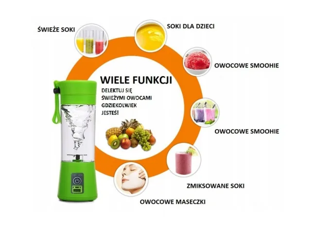 BLENDER BEZPRZEWODOWY JUICER PRZENOŚNY MIKSER KIELICHOWY DO SMOOTHIE KOKTAJLI USB