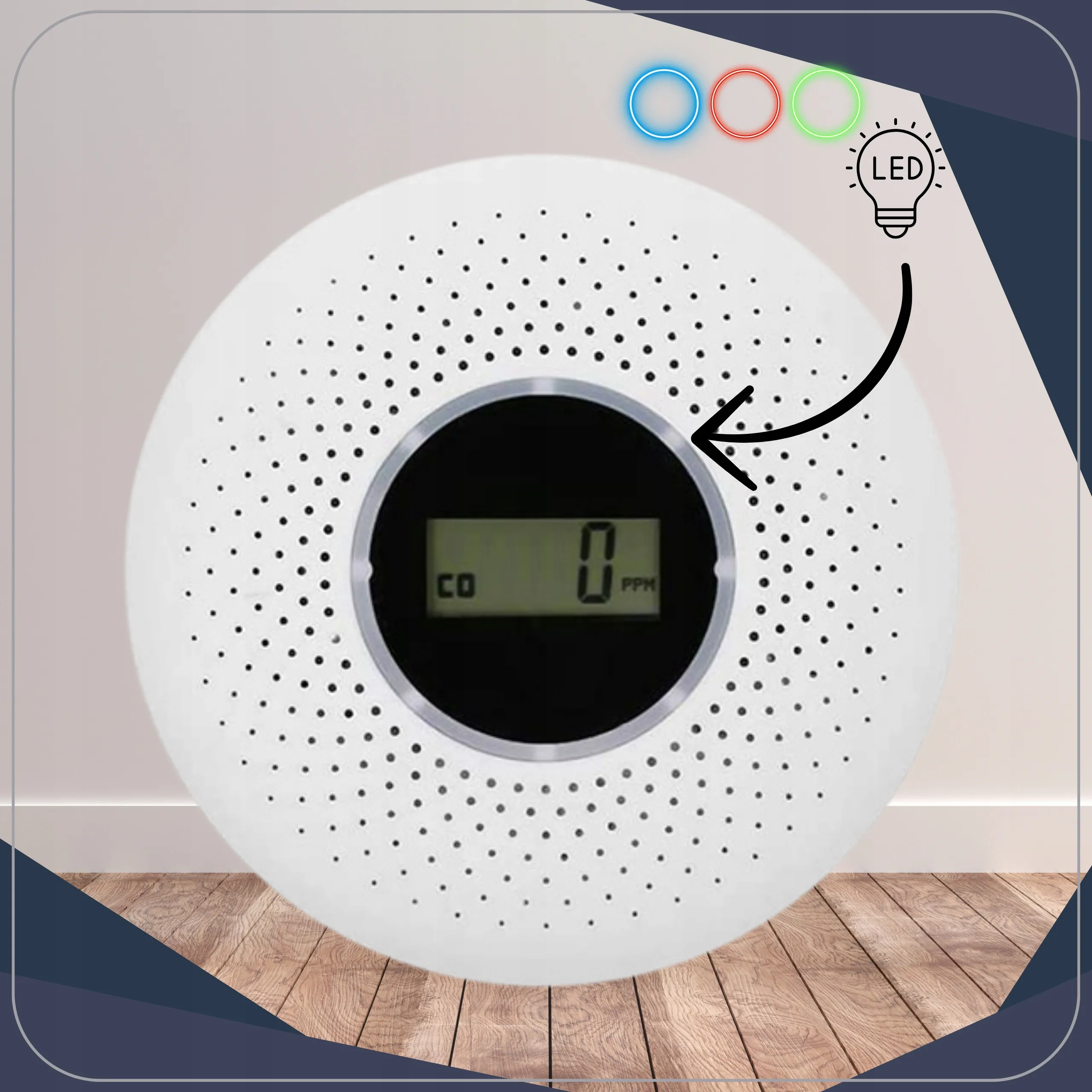 CZUJNIK CZADU I DYMU 2W1 CO TLENKU WĘGLA Z LCD GŁOŚNY ALARM 85dB BEZPRZEWODOWY CERTYFIKOWANY