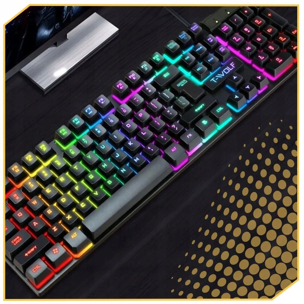 GAMINGOWY ZESTAW KLAWIATURA I MYSZ RGB LED PODŚWIETLANA MYSZKA DLA GRACZY DO KOMPUTERA PC