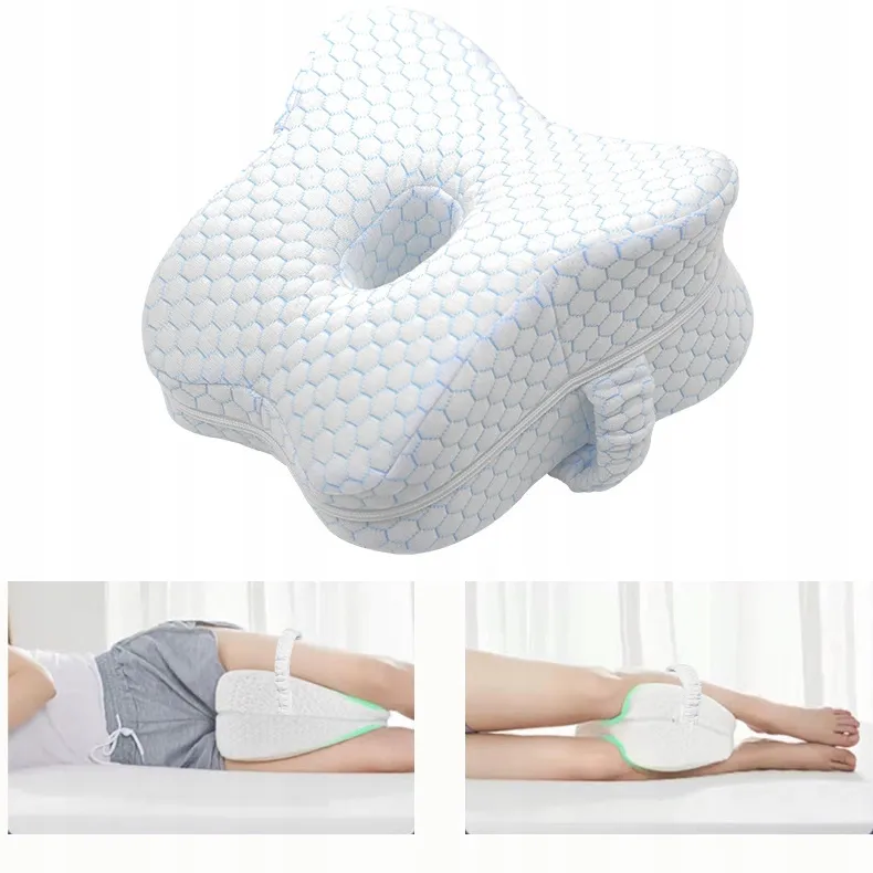 PODUSZKA ORTOPEDYCZNA MIĘDZY NOGI MEMORY FOAM 26 cm Z GUMKĄ