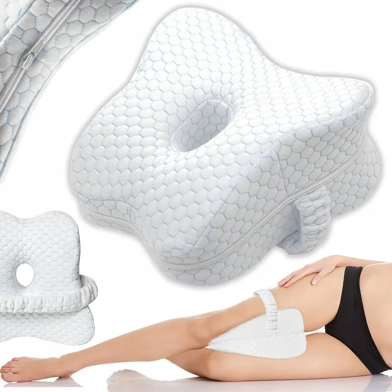 PODUSZKA ORTOPEDYCZNA MIĘDZY NOGI MEMORY FOAM 26 cm Z GUMKĄ