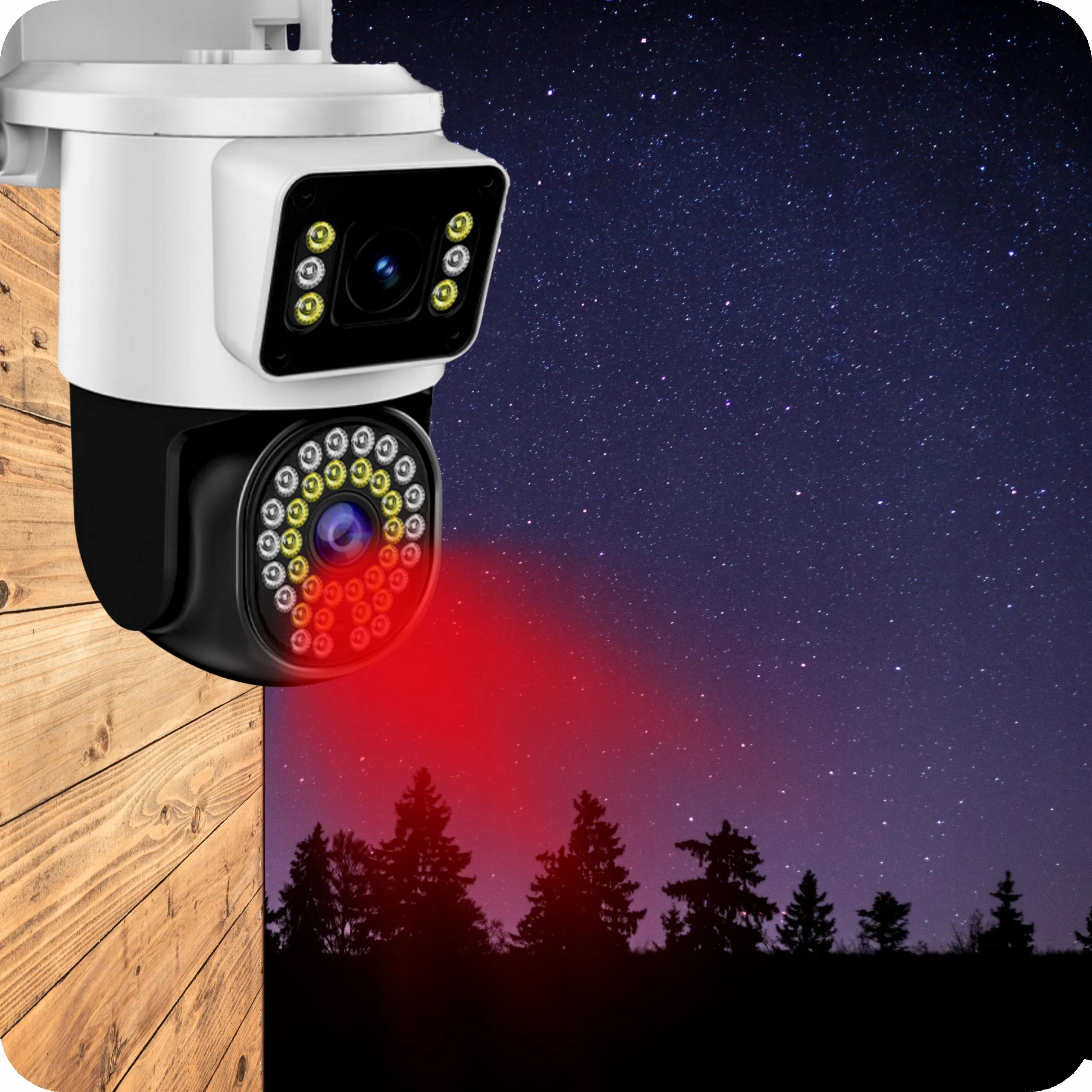PODWÓJNA KAMERA WIFI SMART ZEWNĘTRZNA OBROTOWA 8MP ZOOM APLIKACJA