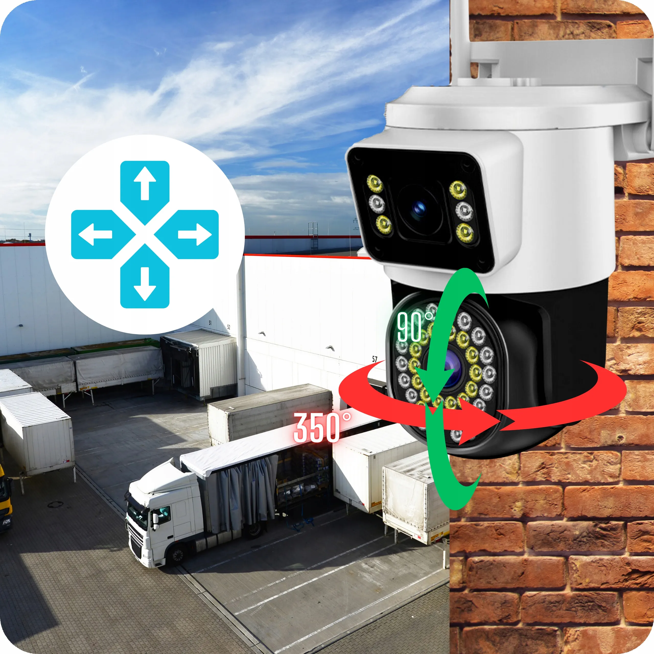 PODWÓJNA KAMERA WIFI SMART ZEWNĘTRZNA OBROTOWA 8MP ZOOM APLIKACJA