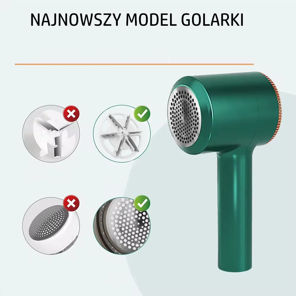 SILNA GOLARKA DO UBRAŃ AKUMULATOROWA ELEKTRYCZNA DO ZMECHACEŃ KULEK TKANIN
