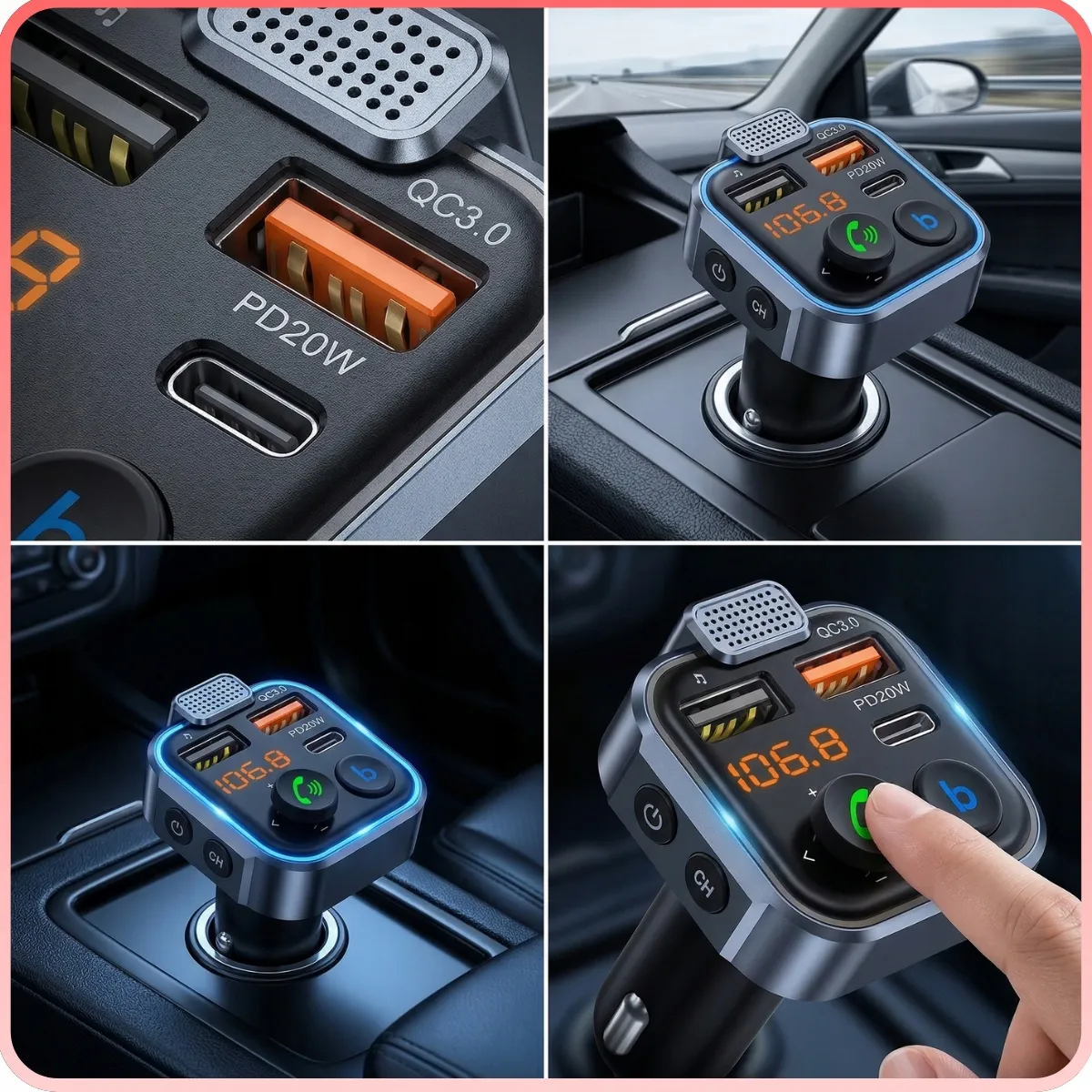 TRANSMITER BLUETOOTH DO SAMOCHODU ŁADOWARKA USB