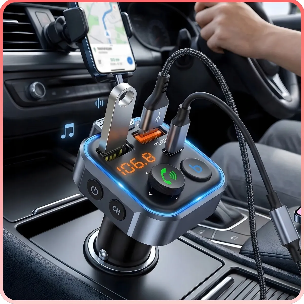 TRANSMITER BLUETOOTH DO SAMOCHODU ŁADOWARKA USB