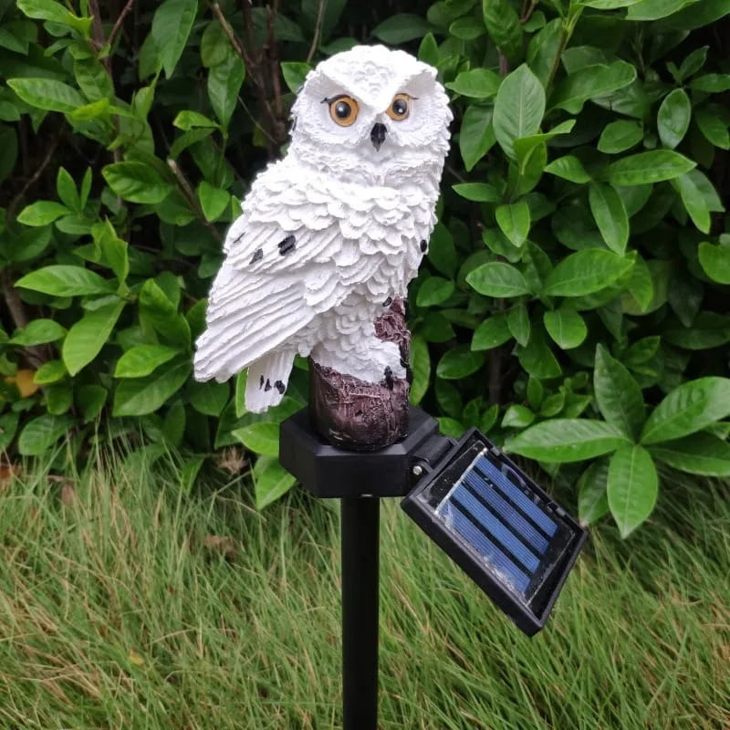 SOLARNA LAMPA OGRODOWA SOWA LED BIAŁA DEKORACYJNA OZDOBA FIGURKA DO OGRODU TARASU