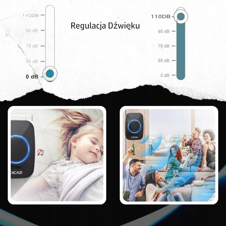 DZWONEK BEZPRZEWODOWY DO DRZWI DOORBELL DOMOWY O DUŻYM ZASIĘGU ŁATWY MONTAŻ