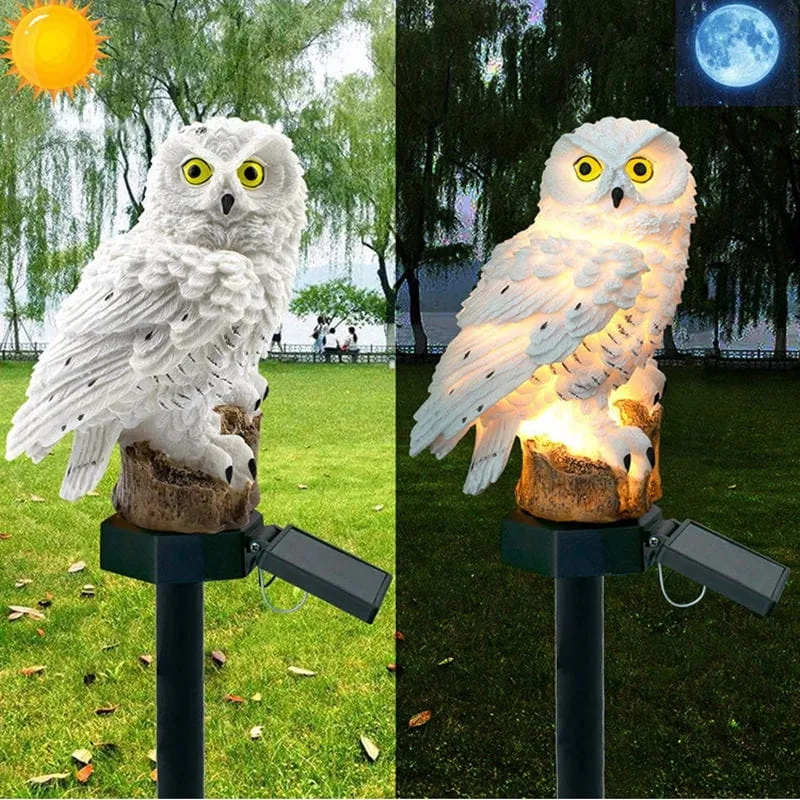 SOLARNA LAMPA OGRODOWA SOWA LED BIAŁA DEKORACYJNA OZDOBA FIGURKA DO OGRODU TARASU