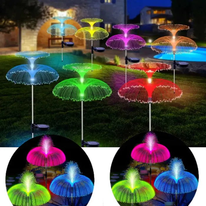 ZESTAW 2 SZTUK LAMPA SOLARNA OGRODOWA MEDUZA RGB LED KOLOROWA DEKORACYJNA DO OGRODU TARASU