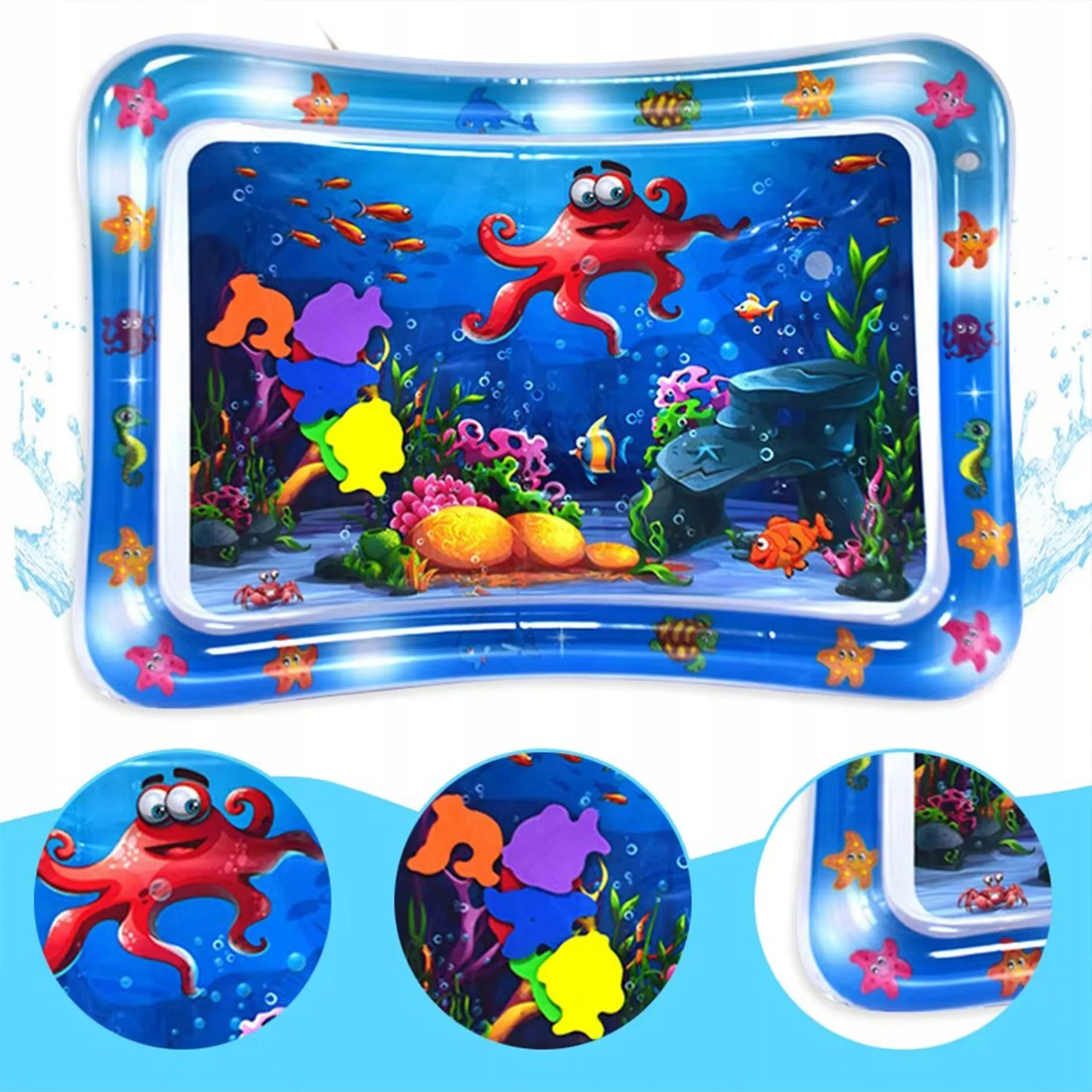 MATA WODNA SENSORYCZNA DLA NIEMOWLĄT 60 X 45 CM DMUCHANA MOTYW OCEANU
