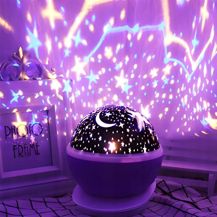 LAMPKA NOCNA PROJEKTOR GWIAZD LED 2W1 OBROTOWA 360° USB 8 KOLORÓW