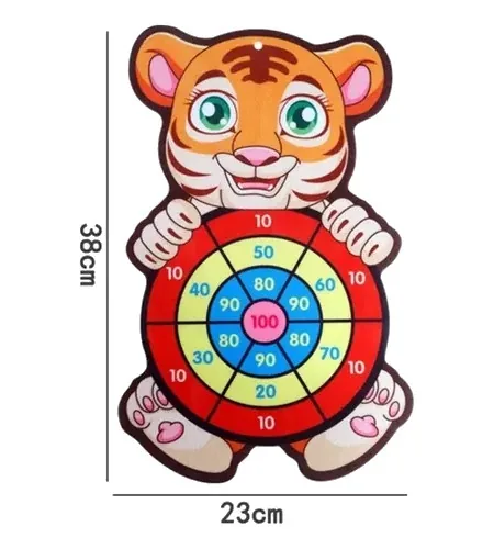 TARCZA DART DLA DZIECI 30 X 43 CM MIĘKKA Z RZEPEM 3 PIŁECZKI TYGRYS