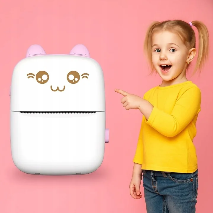 MINI DRUKARKA TERMICZNA DRUKUŚ BLUETOOTH 200 DPI RÓŻOWA11 ROLEK
