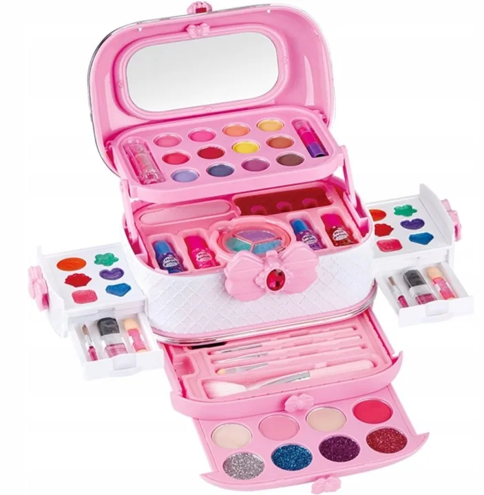 MEGA ZESTAW KOSMETYCZY DO MAKIJAŻU I PAZNOKCI MAKEUP KUFEREK DLA DZIECI
