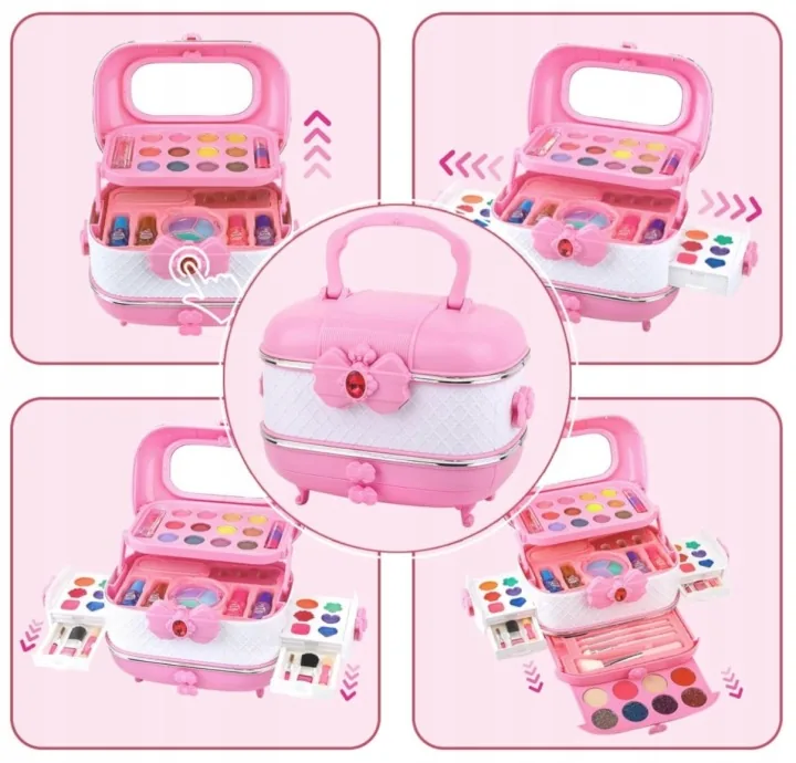 MEGA ZESTAW KOSMETYCZY DO MAKIJAŻU I PAZNOKCI MAKEUP KUFEREK DLA DZIECI