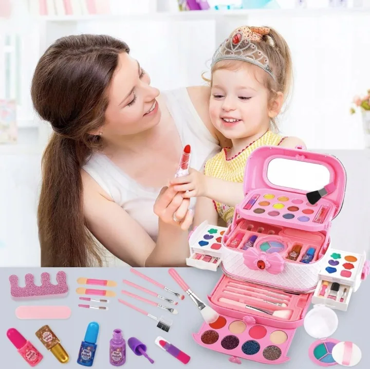 MEGA ZESTAW KOSMETYCZY DO MAKIJAŻU I PAZNOKCI MAKEUP KUFEREK DLA DZIECI