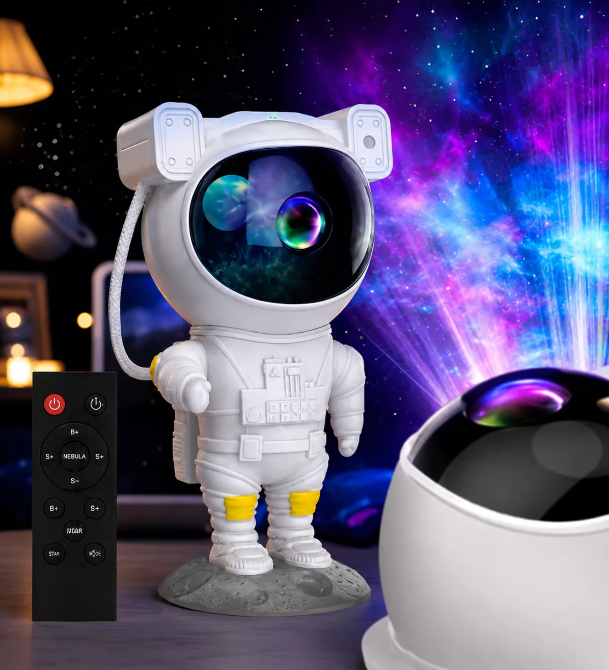 PROJEKTOR GWIAZD ASTRONAUTA LAMPKA NOCA RZUTNIK LED LASEROWY DLA DZIECI