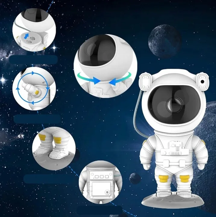 PROJEKTOR GWIAZD ASTRONAUTA LAMPKA NOCA RZUTNIK LED LASEROWY DLA DZIECI
