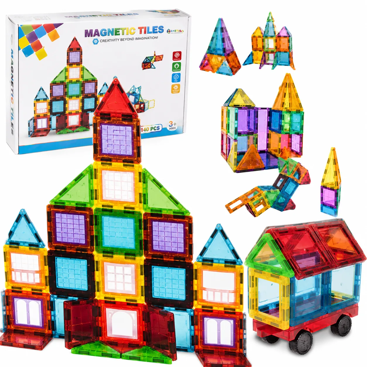 DUŻE KLOCKI MAGNETYCZNE KONSTRUKCYJNE 3D PANELE MAGNETIC DUŻY ZESTAW 45 ELEMENTÓW