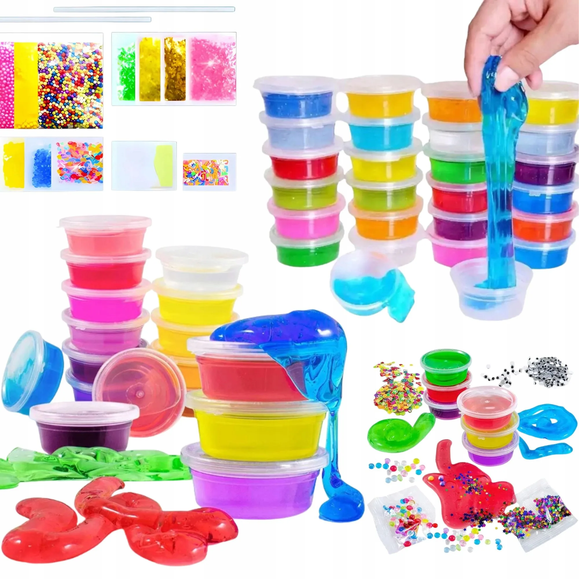 DUŻY ZESTAW SLIME XXL 120 DO ROBIENIA GLUTÓW MASY BROKAT KREATYWNY PREZENT DLA DZIECI DO ZABAWY