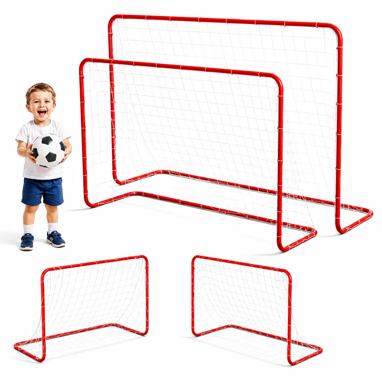 DUŻE BRAMKI PIŁKARSKIE 2 SZT XL 183x122 CM Z SIATKAMI ZESTAW DO GRY W PIŁKĘ NOŻNĄ DLA DZIECI TRENING OGRÓD