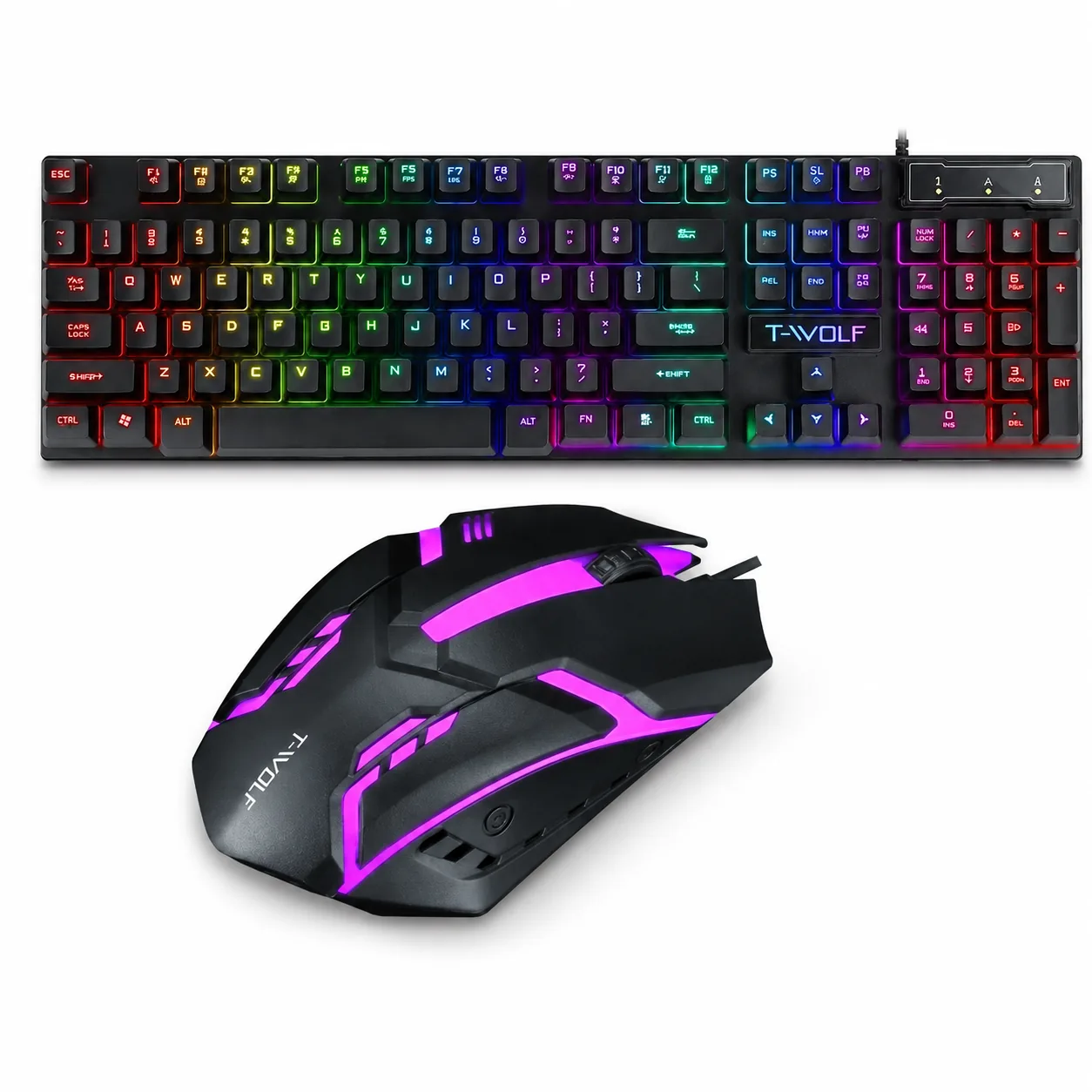 GAMINGOWY ZESTAW KLAWIATURA I MYSZ RGB LED PODŚWIETLANA MYSZKA DLA GRACZY DO KOMPUTERA PC