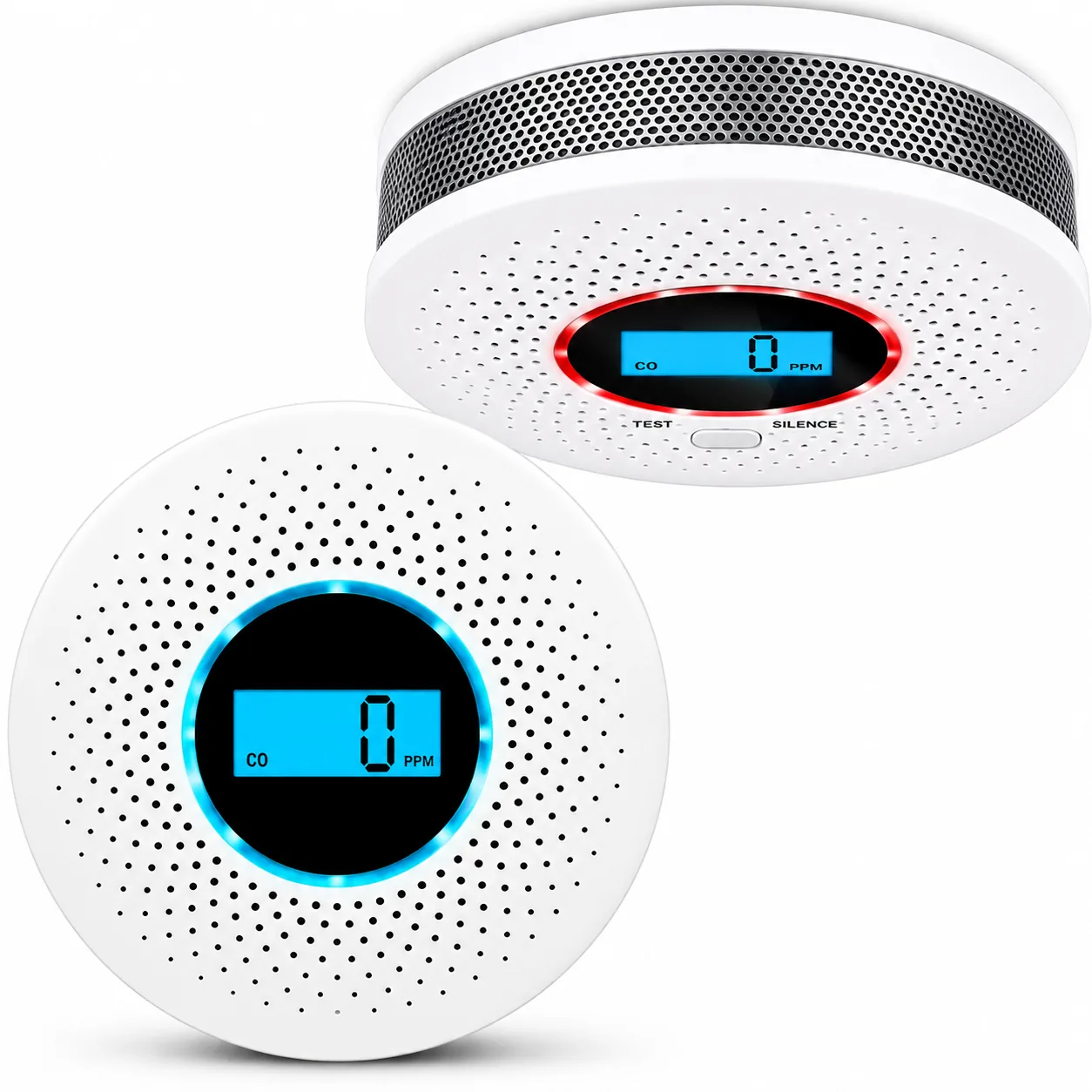 CZUJNIK CZADU I DYMU 2W1 CO TLENKU WĘGLA Z LCD GŁOŚNY ALARM 85dB BEZPRZEWODOWY CERTYFIKOWANY