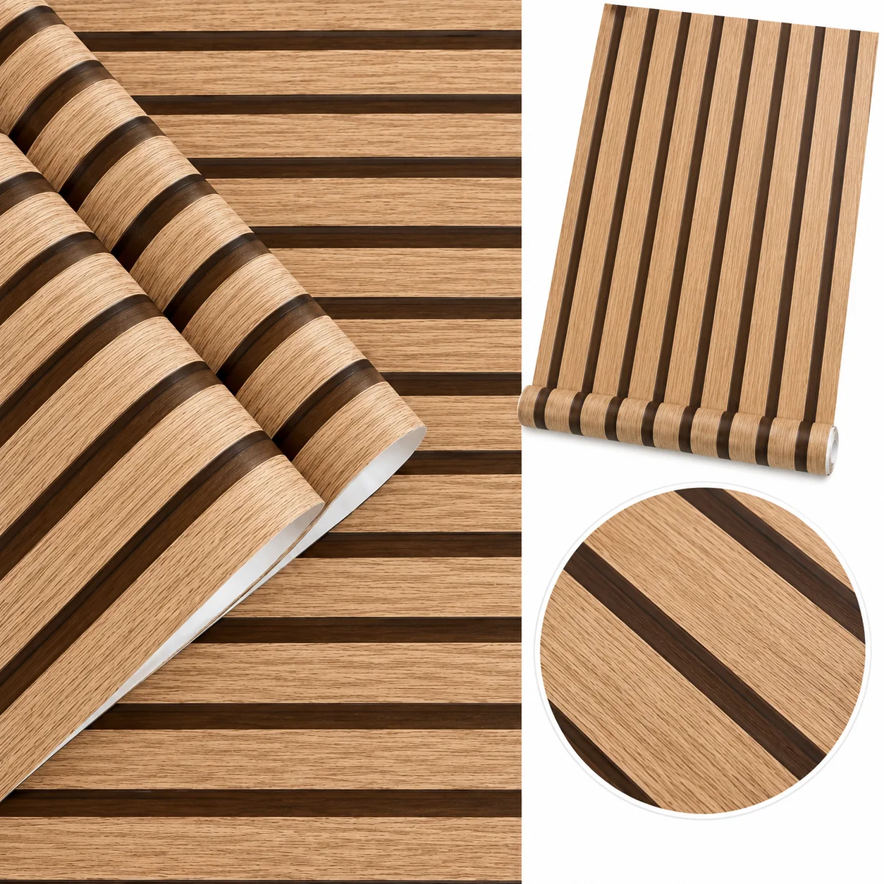 TAPETA ŚCIENNA WZÓR EFEKT 3D LAMEL DESKI SAMOPRZYLEPNA Z KLEJEM 45cm X 5m