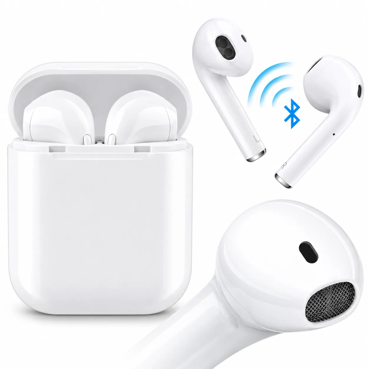 WHITE PODS SŁUCHAWKI BEZPRZEWODOWE BLUETOOTH DOUSZNE ETUI ŁADUJĄCE