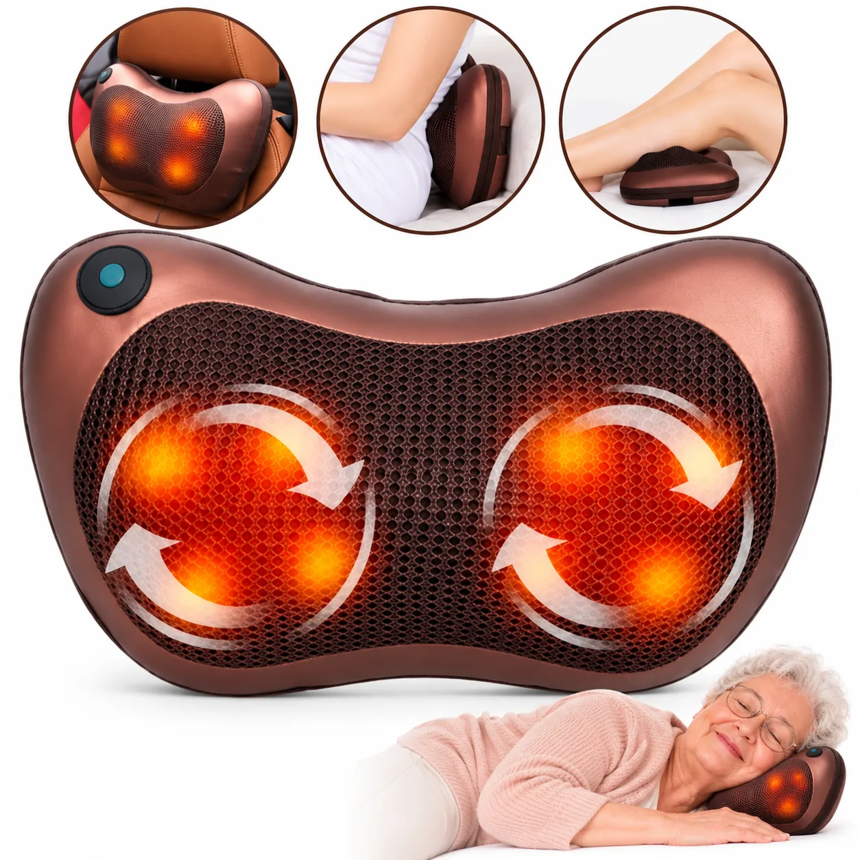 ELEKTRYCZNA PODUSZKA DO MASAŻU SHIATSU KARK PLECY SZYJA NOGI PODGRZEWANA