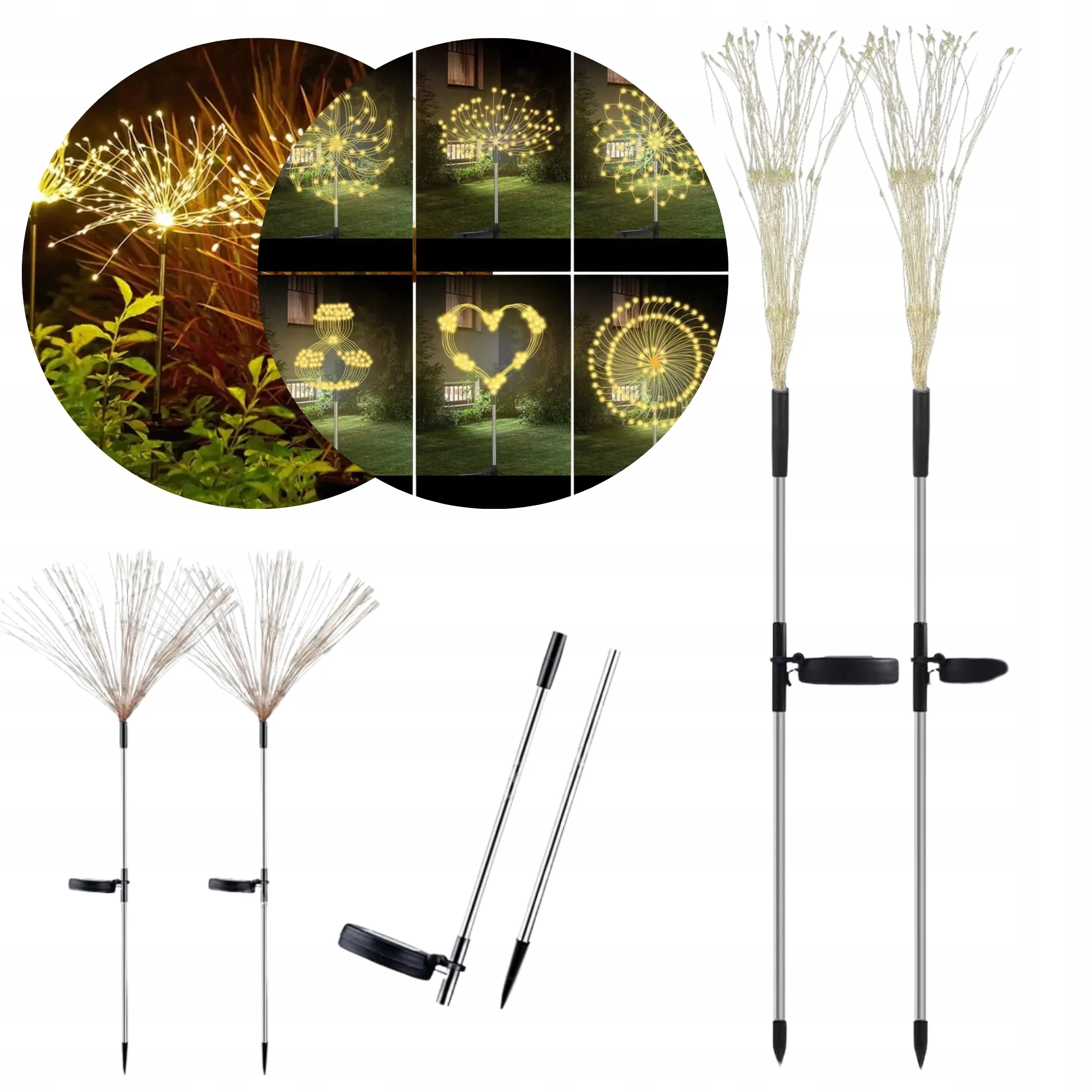 ZESTAW 2 SZTUK LAMPA SOLARNA OGRODOWA DMUCHAWIEC 95 CM DEKORACYJNE OŚWIETLENIE OGRODU