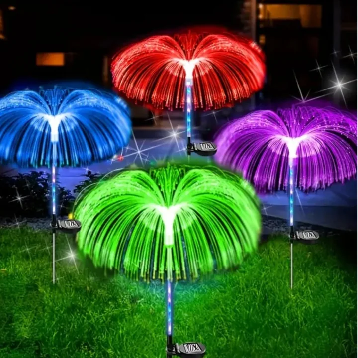 ZESTAW 2 SZTUK LAMPA SOLARNA OGRODOWA MEDUZA RGB LED KOLOROWA DEKORACYJNA DO OGRODU TARASU
