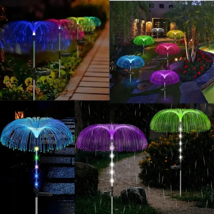 ZESTAW 2 SZTUK LAMPA SOLARNA OGRODOWA MEDUZA RGB LED KOLOROWA DEKORACYJNA DO OGRODU TARASU