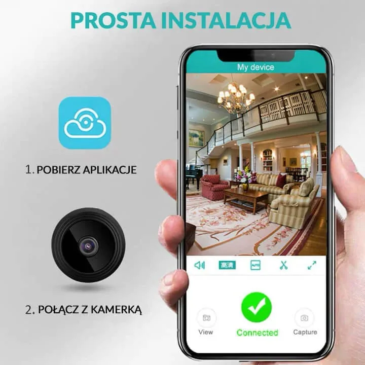 MINI KAMERA BEZPRZEWODOWA WIFI FULL HD NOKTOWIZJA PODGLĄD NA TELEFON