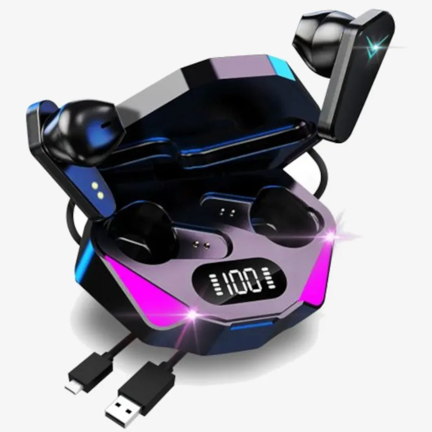 SŁUCHAWKI BEZPRZEWODOWE BLUETOOTH DOUSZNE GAMINGOWE SPORTOWE ETUI ŁADUJĄCE