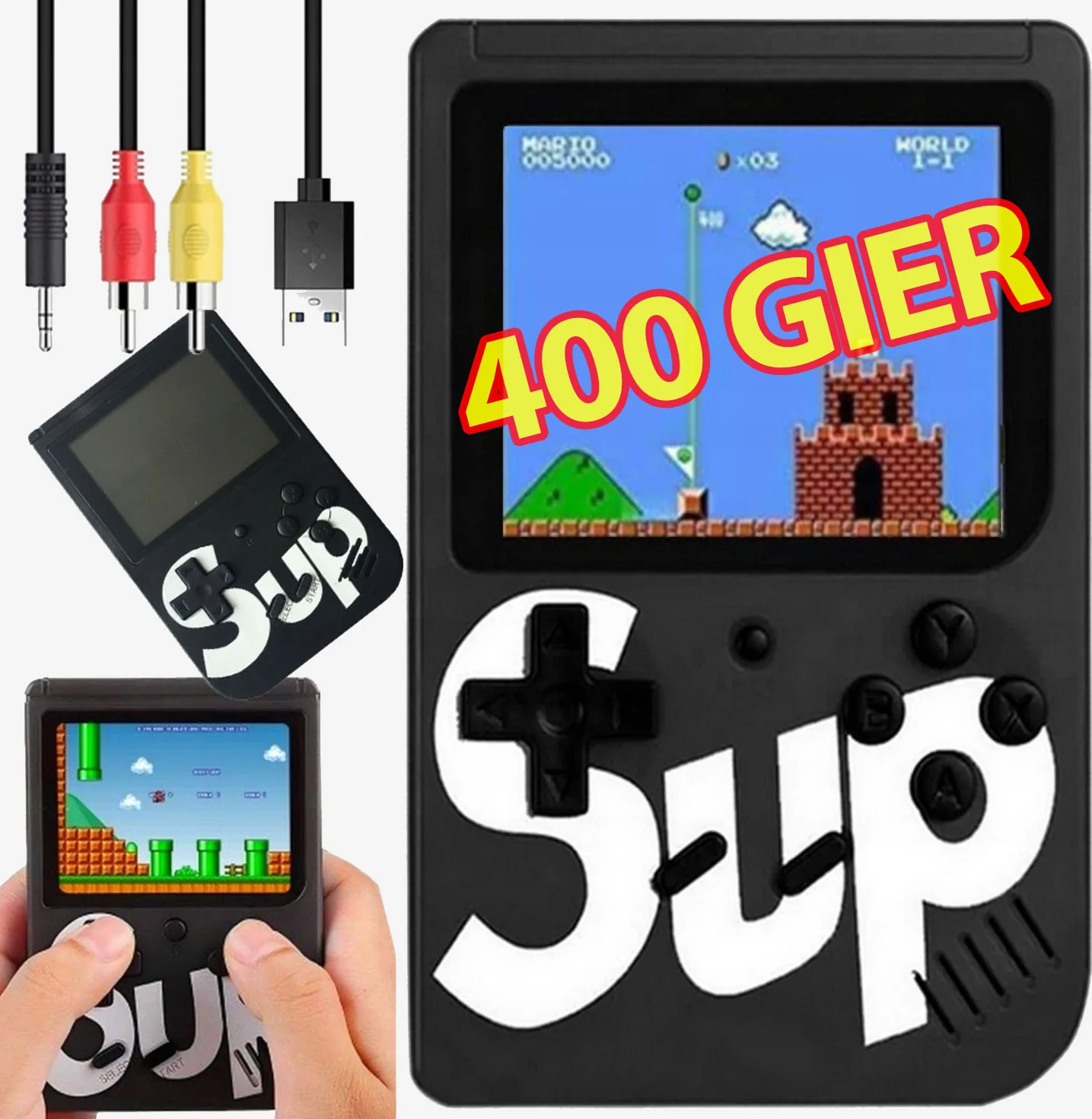 PRZENOŚNA KONSOLA RETRO GAMEBOX 400 GIER KIESZONKOWA MINI KONSOLA DO GIER DLA DZIECI I DOROSŁYCH