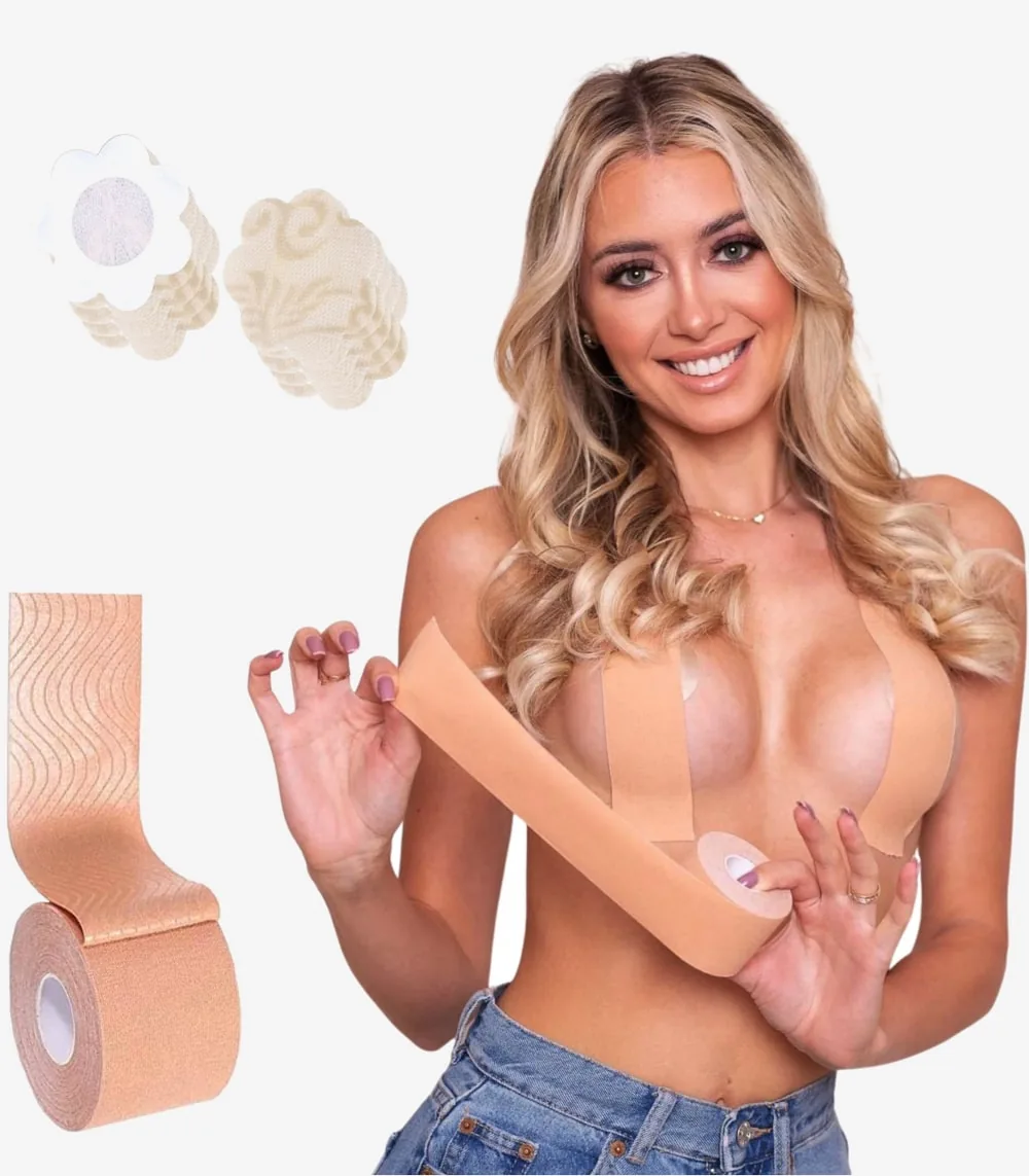 TAŚMA DO BIUSTU UNOSZĄCA MODELUJĄCA DEKOLT BODY TAPE ZESTAW NAKLEJKI