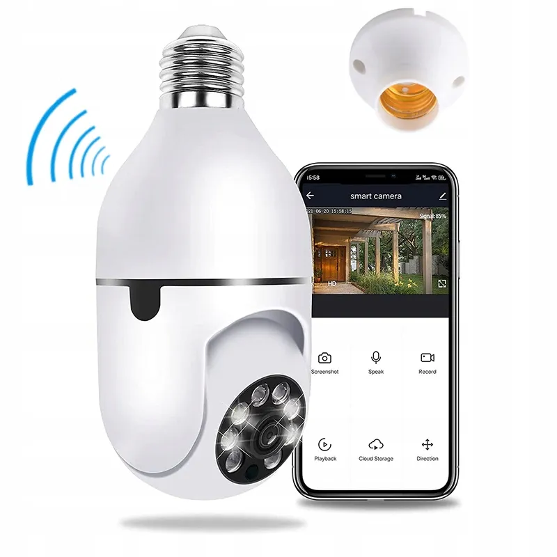 KAMERA WIFI OBROTOWA ŻARÓWKA E27 HD MONITORING WEWNĘTRZNY PODGLĄD NA TELEFON