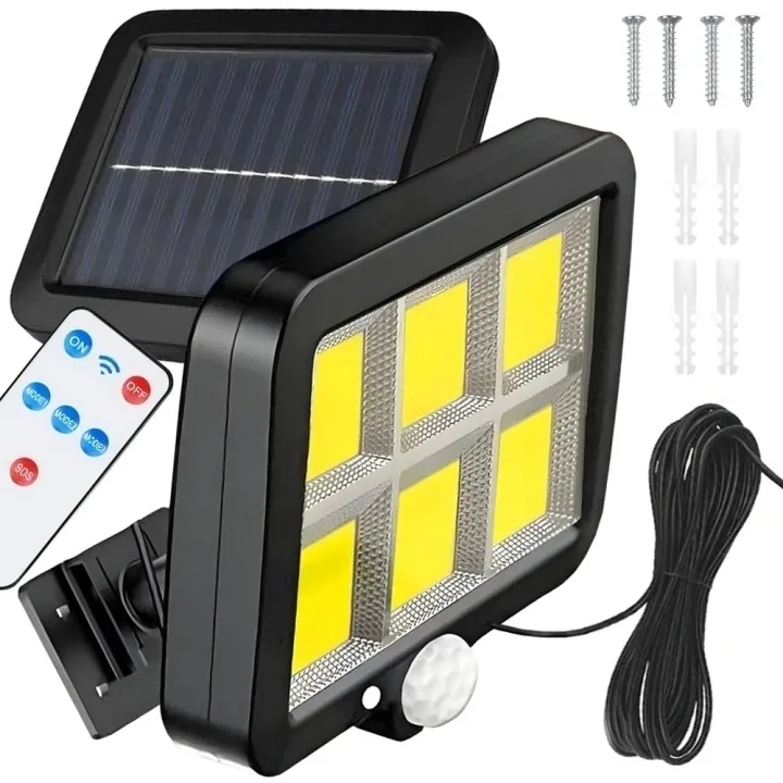 LAMPA OGRODOWA SOLARNA LED 120 DIOD COB 4 TRYBY ŚWIECENIA Z PILOTEM